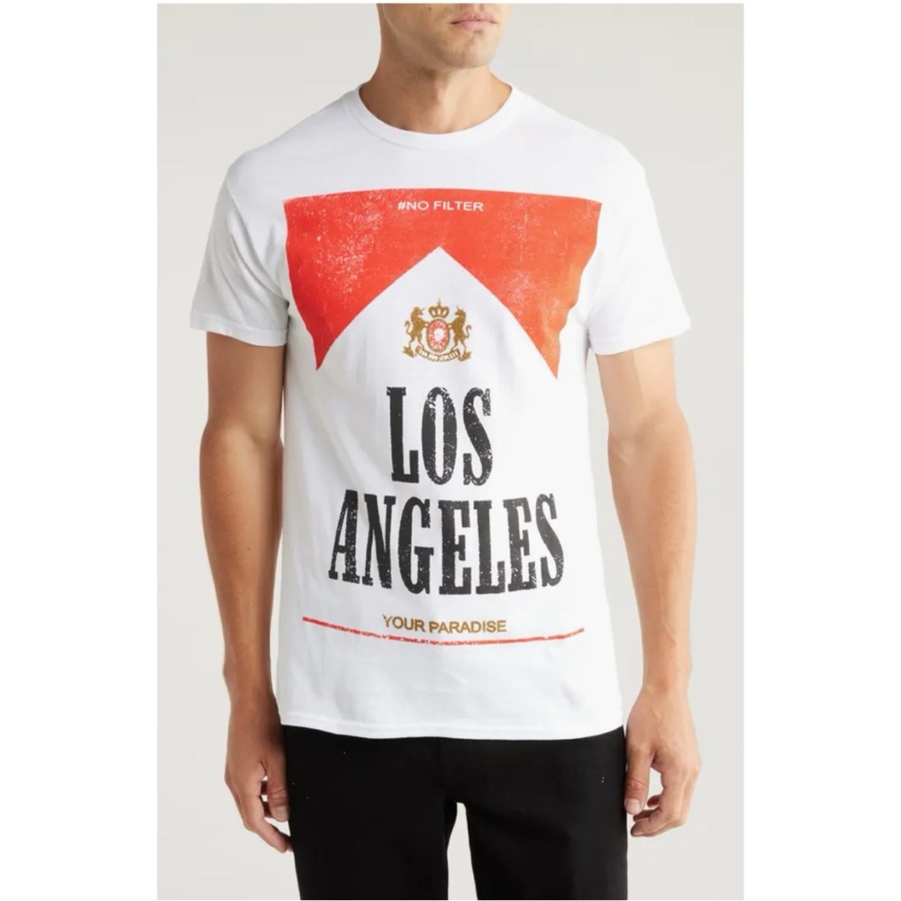 Alpha Collective White Los Angeles Vintage Look Graphic Tee, M